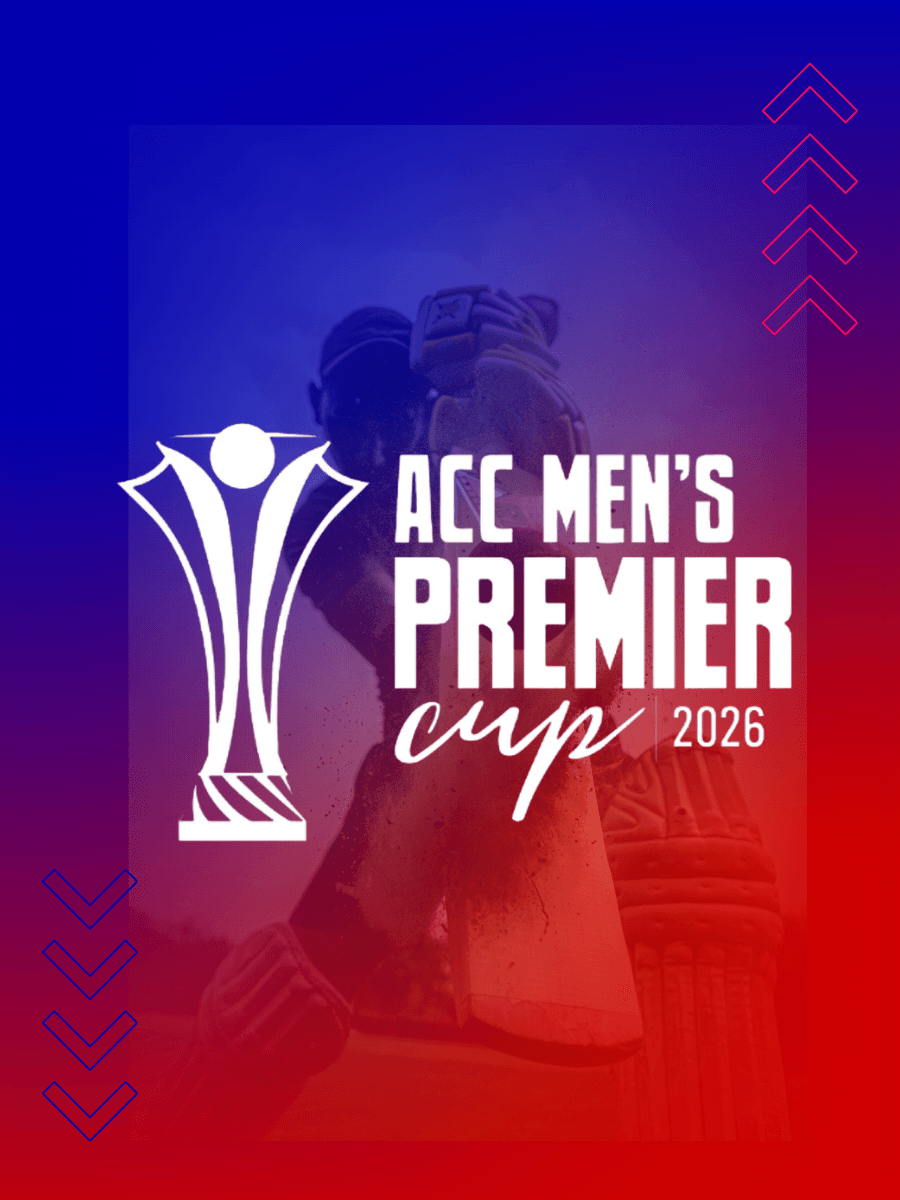 ACC Men’s Premier Cup 2026 poster, with the tournament trophy