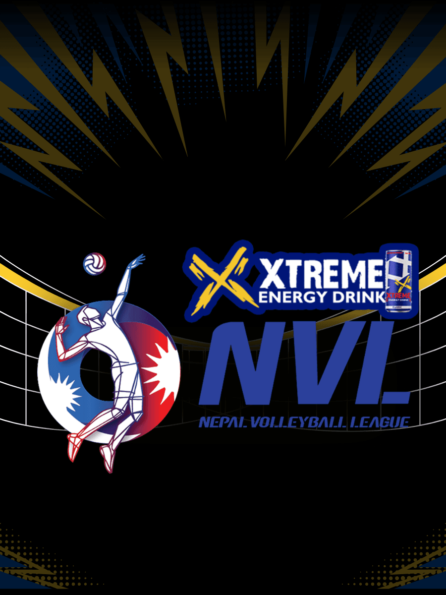 Nepal Volleyball League poster, with the NVL logo and Xtreme Energy Drink branding